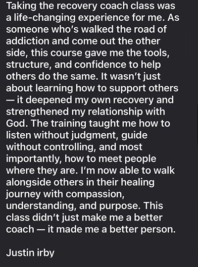 Testimonial by Justin Irby